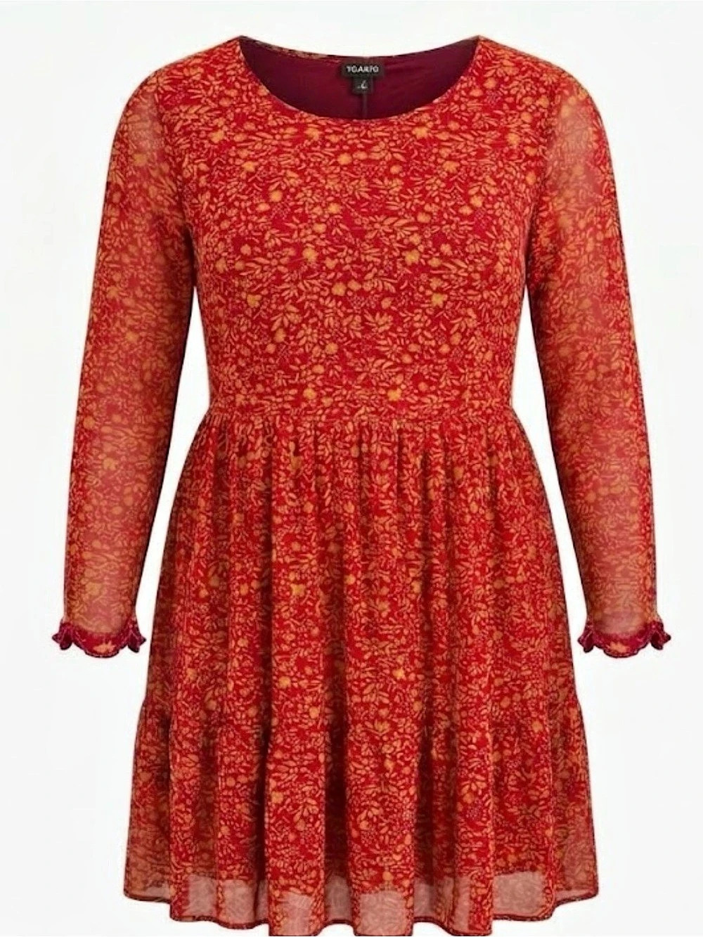 TORRID Floral Fall Dress in Red & Yellow Size 2XL
